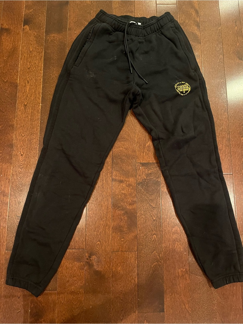 adidas Black Jogger Pants with White Trefoil Tag